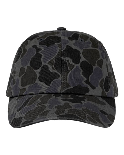 Bio-Washed Classic Dad Hat – Black Duck Camo, Adjustable