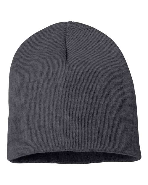 8" Beanie – Heather Charcoal, One Size