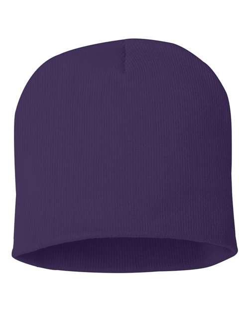 8" Beanie – Purple, One Size