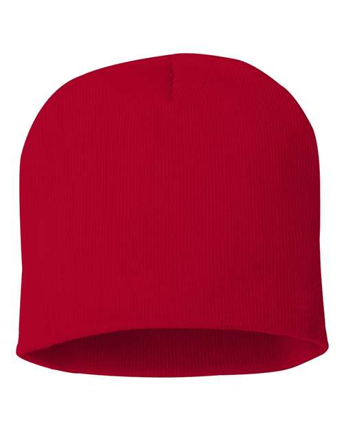 8" Beanie – Red, One Size