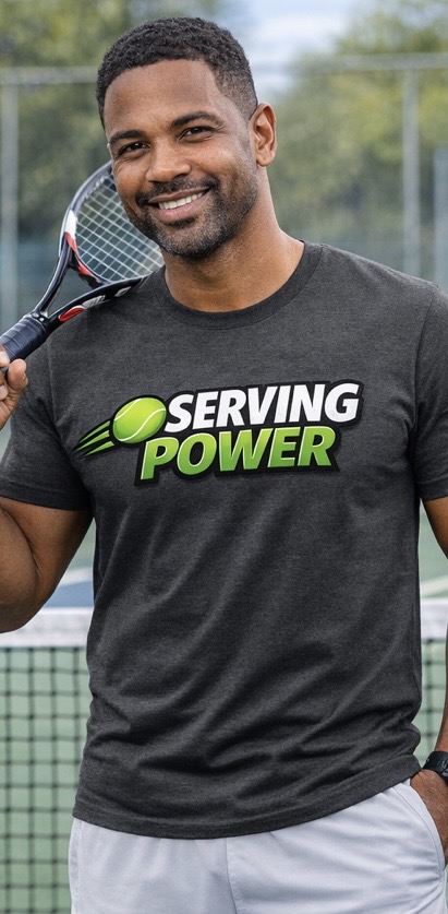 Serving Power Unisex Grey Tee – Image 1