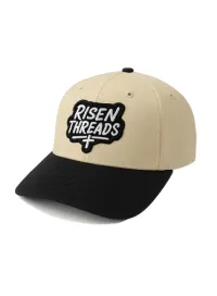 Two-tone Risen Threads Adjustable Trucker Hat Light beige and black – Image 1
