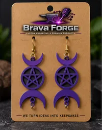 Earrings – Purple Triple Moon Pentacle