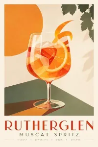 Rutherglen Muscat Spritz - Orange – A2 Vintage Cocktail Art Poster - Orange – Image 1