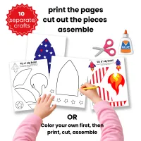 4th of July Craft Bundle for Kids | Patriotic Cut and Paste Activities | Independence Day Printable | Preschool Summer Crafts – Image 3