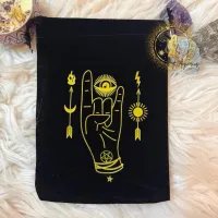 Tarot Velvet Pouch with Golden Triangle Design and Star Accents for Astrology Enthusiasts – Image 7