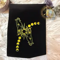 Tarot Velvet Pouch with Golden Triangle Design and Star Accents for Astrology Enthusiasts – Image 2