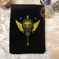 Tarot Velvet Pouch with Golden Triangle Design and Star Accents for Astrology Enthusiasts – Image 4