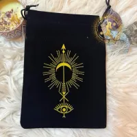 Tarot Velvet Pouch with Golden Triangle Design and Star Accents for Astrology Enthusiasts – Image 5