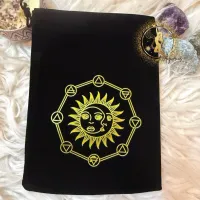 Tarot Velvet Pouch with Golden Triangle Design and Star Accents for Astrology Enthusiasts – Image 3