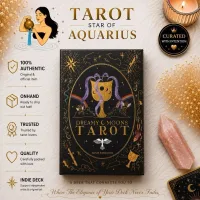 Dreamy Moons Tarot Black Authentic 80 Card Deck with 100 Page Guidebook Gold Foil Detailing Celestial Symbolism – Image 1