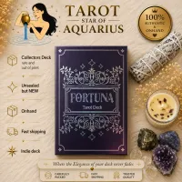 Fortuna Tarot Deck Amethyst Aura 79 Cards + Guidebook | Luxury Gold Foil Mystic Deck – Image 1
