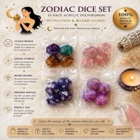 Set of Mixed Zodiac Cube - 12-Face Acrylic Polyhedron for Divination and Board Games, Zodiac Themed Game Accessories – Image 1