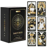 Wyspell Classic Tarot Cards with Guide Book - Authentic 78 Card Deck with Major & Minor Arcana, Black & Gold Design, 200 Page G – Image 2