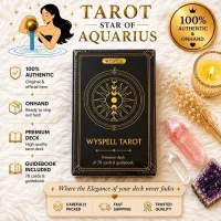 Wyspell Classic Tarot Cards with Guide Book - Authentic 78 Card Deck with Major & Minor Arcana, Black & Gold Design, 200 Page G – Image 1