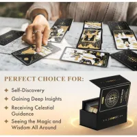 Wyspell Classic Tarot Cards with Guide Book - Authentic 78 Card Deck with Major & Minor Arcana, Black & Gold Design, 200 Page G – Image 5