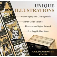 Wyspell Classic Tarot Cards with Guide Book - Authentic 78 Card Deck with Major & Minor Arcana, Black & Gold Design, 200 Page G – Image 3