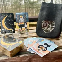 Cat Folk Tarot Gold Bridge Size with pouch by Libra Moons – Image 6