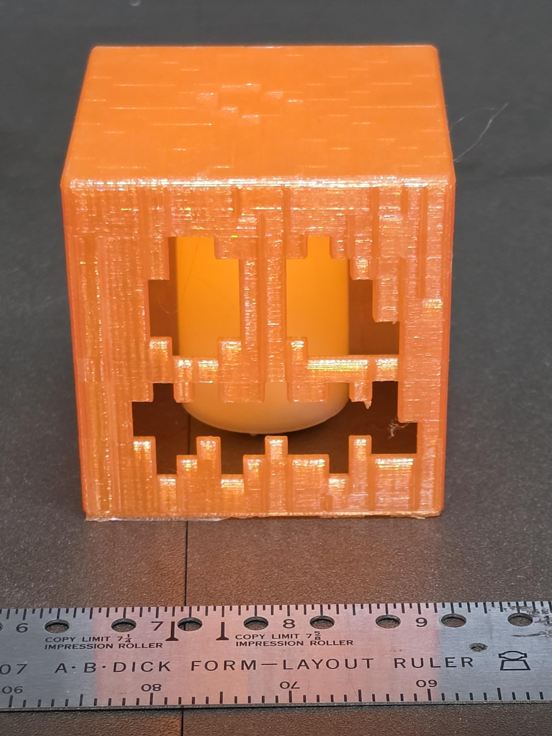 Halloween Block Style Jack-O-Lantern Candle Holder With Candle – Image 2