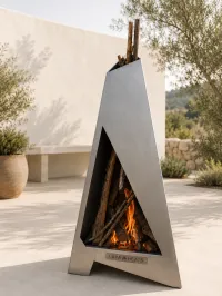 Triangular Outdoor Fireplace – 100% Stainless Steel – Image 1
