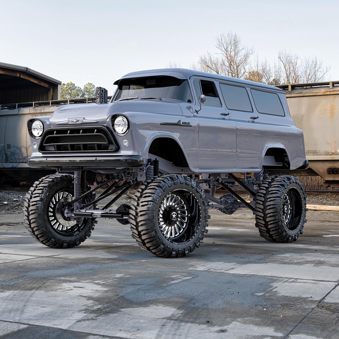 Custom 1955 Chevrolet Suburban - "Nardo Steel" Extreme Monster Build – Image 1