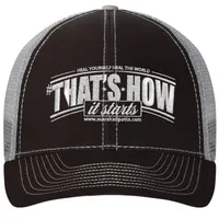 Mega Cap Heavy Cotton Twill Front Trucker Cap – Black and Grey – Image 1