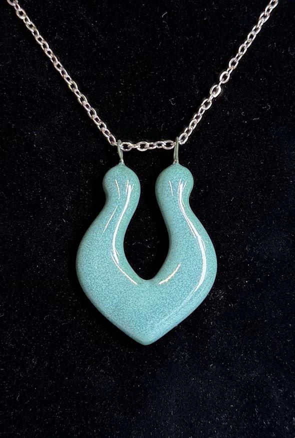 Blue Tear Drop Necklace  – Silver
