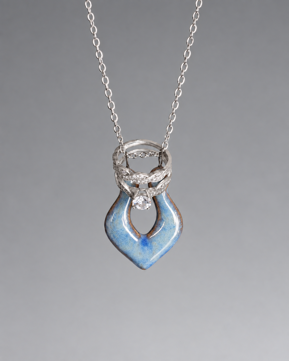 Dark Blue Tear Drop Necklace – Image 1