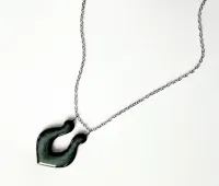 Dark Blue Tear Drop Necklace – Silver