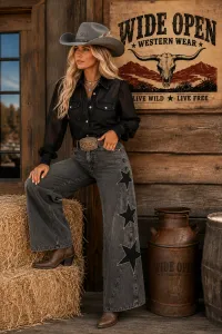 Denim Star Jeans with Rhinestones – Image 2