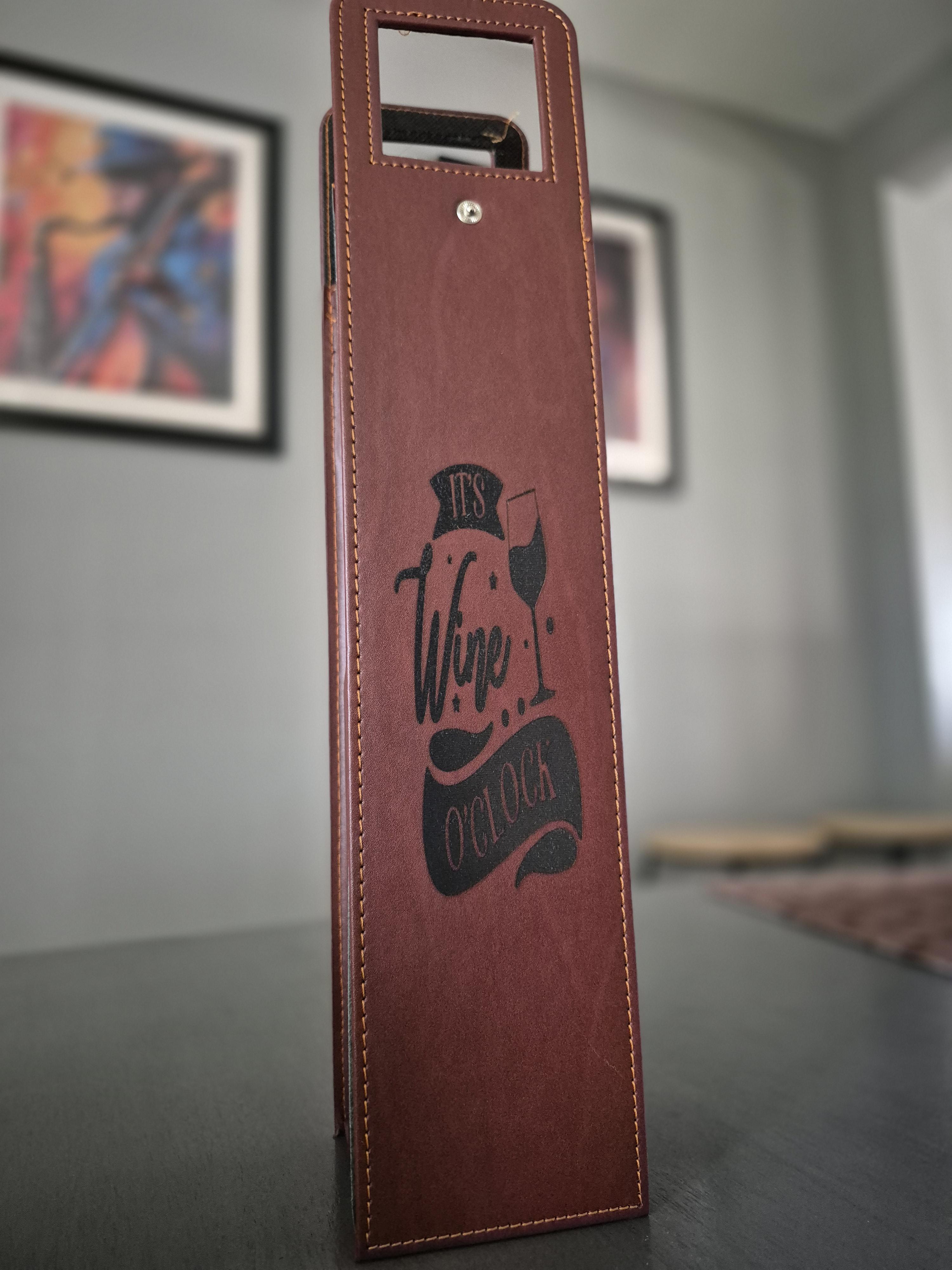 Custom Engraved Leather Wine Bag – Image 3