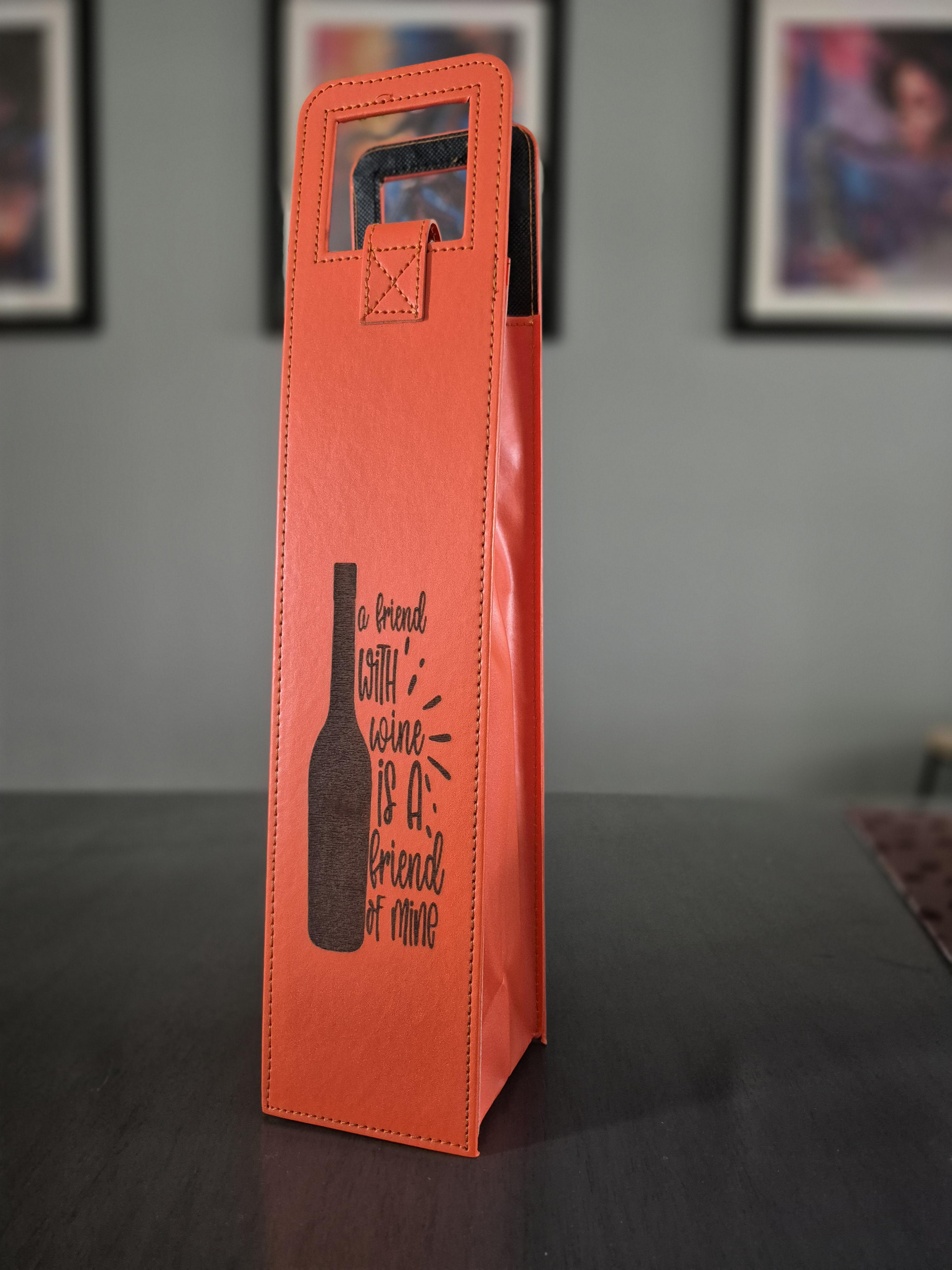 Custom Engraved Leather Wine Bag – Image 2