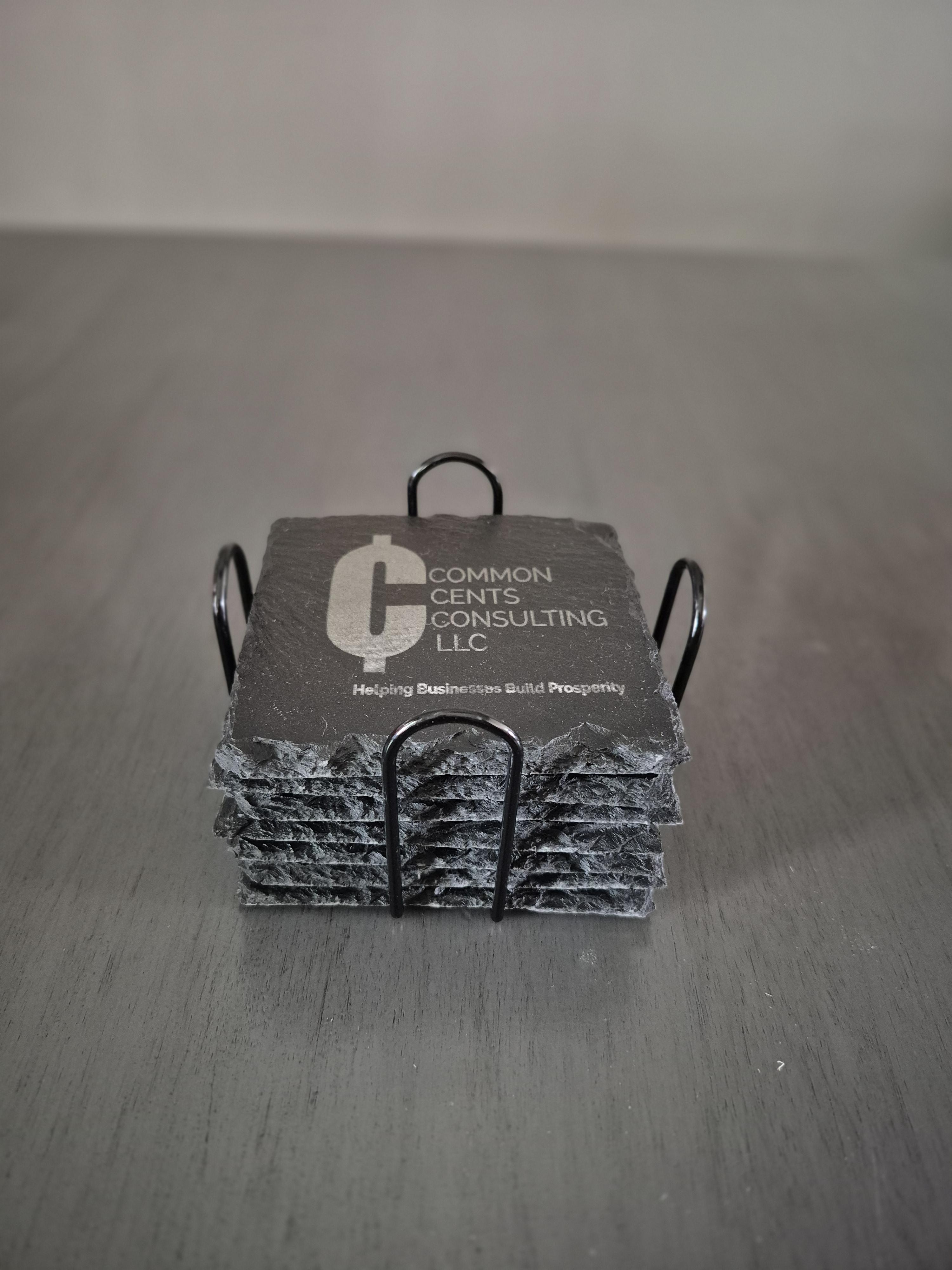 Slate Square Coasters - 6pk with stand – Image 3