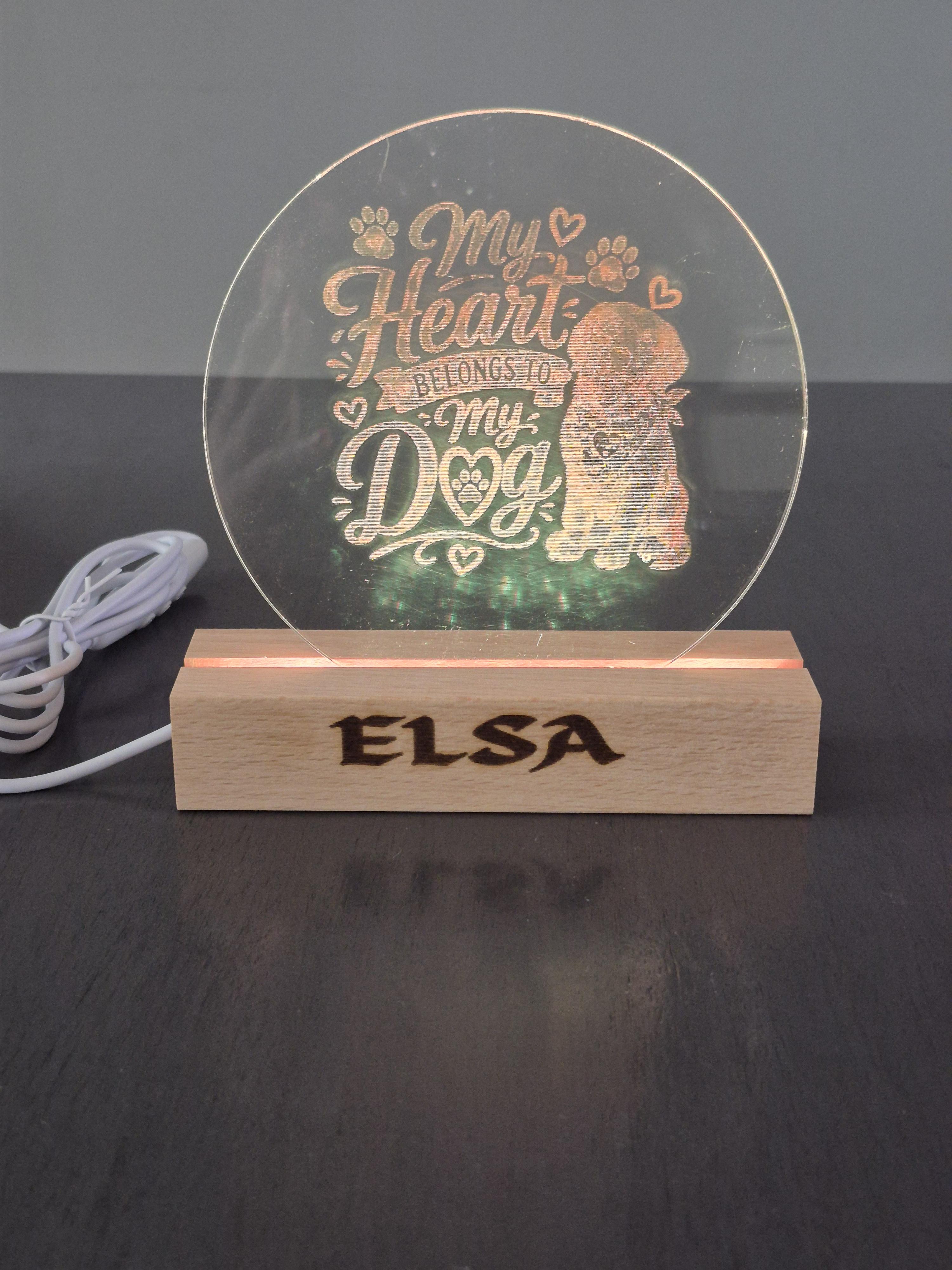 My heart belongs to my dog lighted tabletop stand – Image 4
