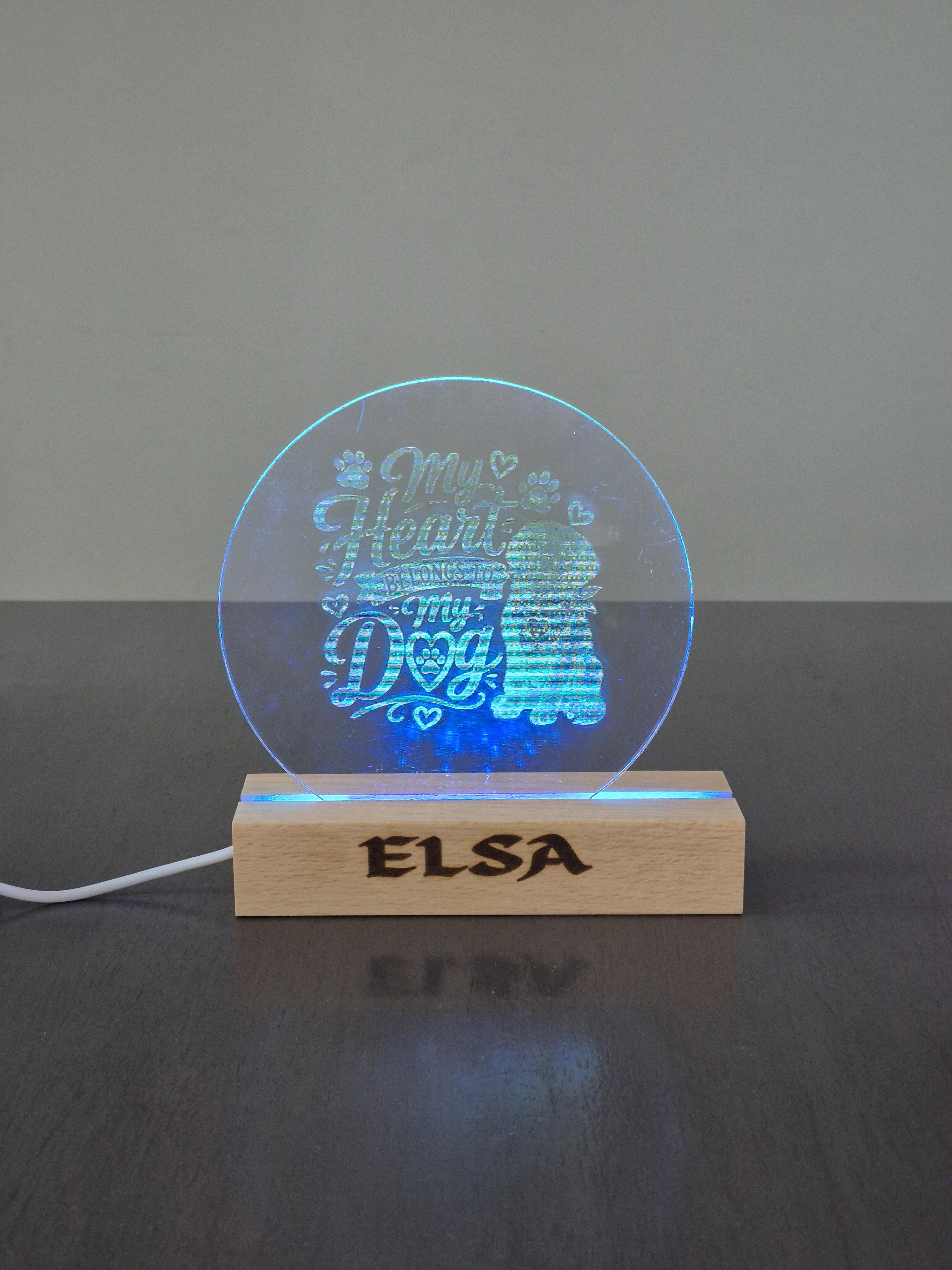My heart belongs to my dog lighted tabletop stand – Image 2