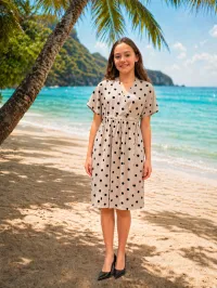 Dress for Women Linen Dots – Image 1