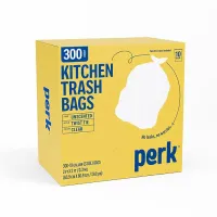 Perk™ 10 Gallon Kitchen Trash Bag, 24" x 24", High Density, 0.36 mil, Clear, 300 Bags/Box   – Image 1