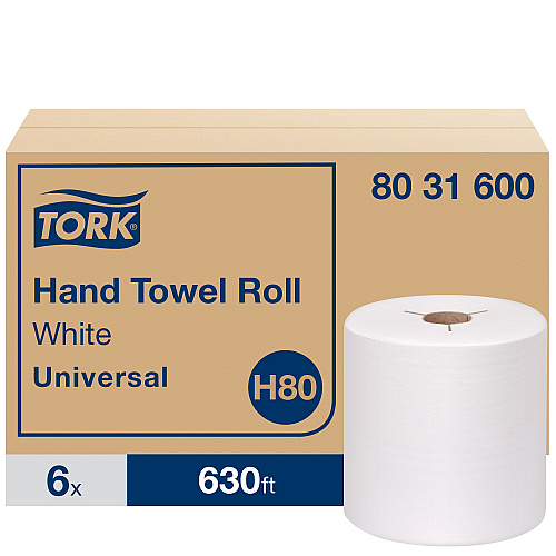 Tork Universal Hardwound Y Paper Towels, 1-ply, 630 ft./Roll, 6 Rolls/Carton  – Image 1