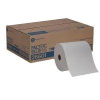 Pacific Blue Basic Recycled Hardwound Paper Towels, 1-ply, 800 ft./Roll, 6 Rolls/Carton – Image 1