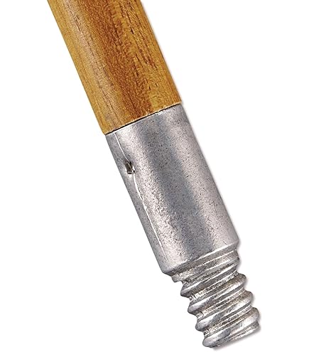 Coastwide Professional™ 60" Wood Push Broom Handle, Threaded Metal Tip  – Image 1