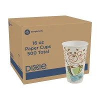  Dixie PerfecTouch Paper Hot Cups, 16 oz., Coffee Haze, 500/Carton  – Image 1
