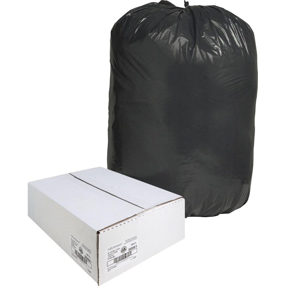 60 Gal. 38 in. x 58 in. 1.25 mil Recycled Heavy-Duty Trash Liners (100/Box) – Image 1