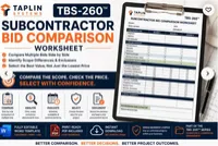 Subcontractor Bid Comparison Worksheet | Construction Bid Comparison Template | Contractor Estimating Form – Image 1