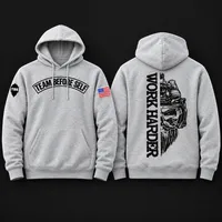 TBS Grey Work Harder Hoodie with Black Print – Image 1
