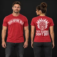 Suck Less Try Harder Don’t Quit Tee – Heather Red, Large