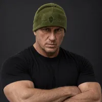 TBS OD Green Embroidered Fleece Beanie – Image 2