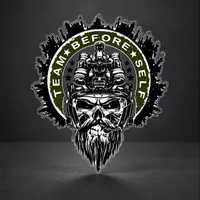 Team Before Self™ OD Green Goon Decal — Clear Vinyl – 5.34” X 6”, OD Green/Black/Clear Vinyl