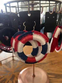 Legacy Hoops X-Large  Crochet Earrings – Red/White/Blue