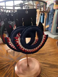 Legacy Hoops X-Large  Crochet Earrings – Red/White/Blue 2