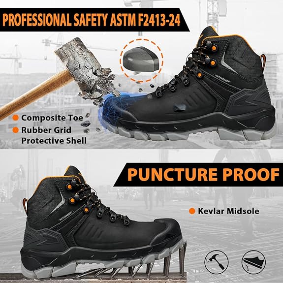 Lightweight Composite Toe Leather Safety Work Boots Men – Image 5